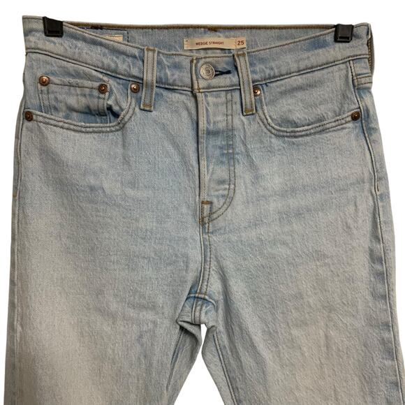 Levis Premium Wedgie Straight Button Fly Jeans Womens Size 25 x 26 - Picture 2 of 11